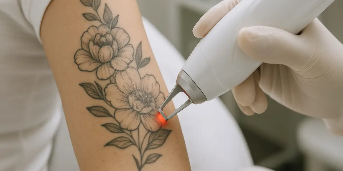 Professional laser tattoo removal procedure using advanced laser technology.